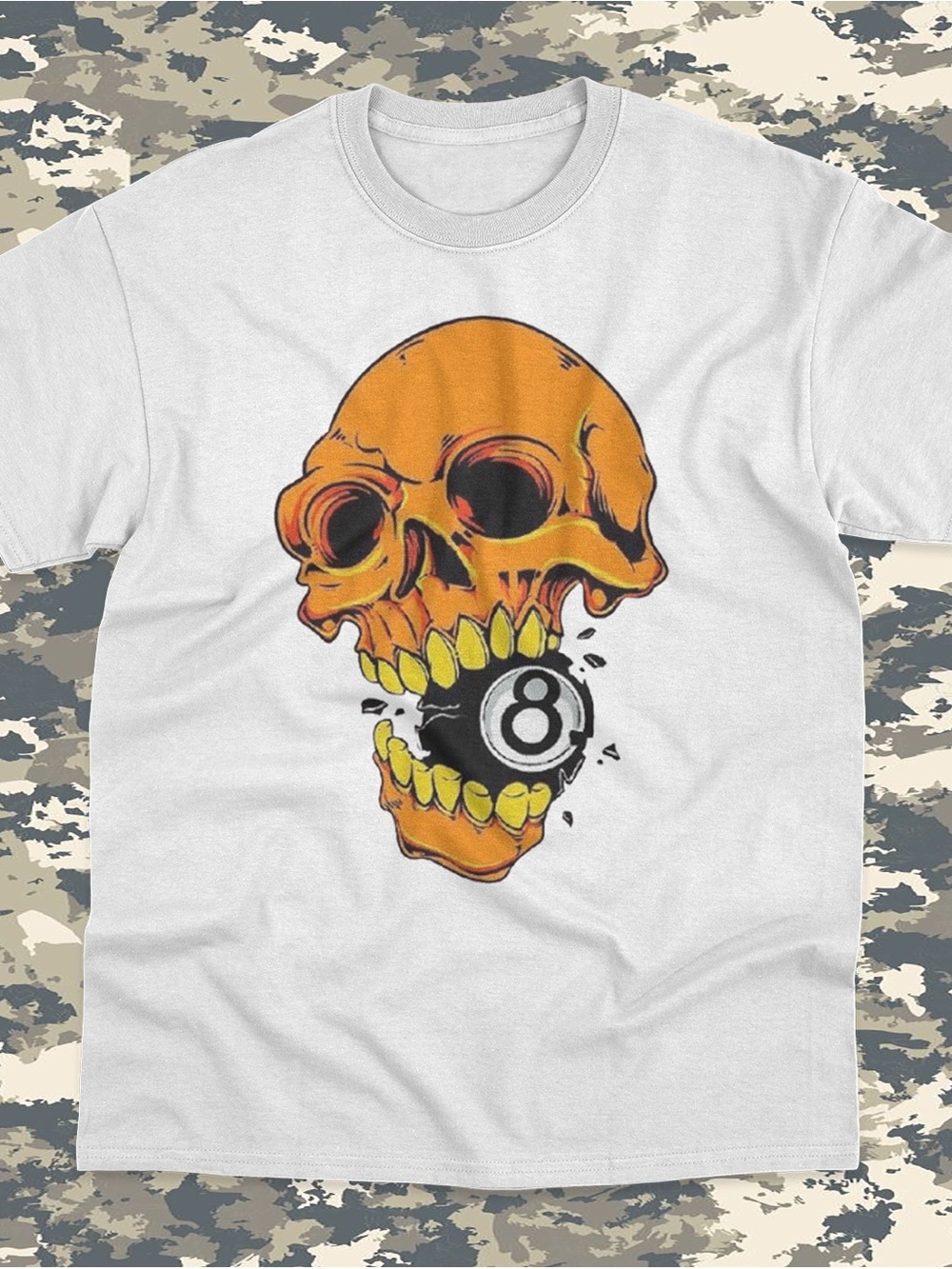 White Graphic Skull 8-Ball T-Shirt - Men's Casual Tee